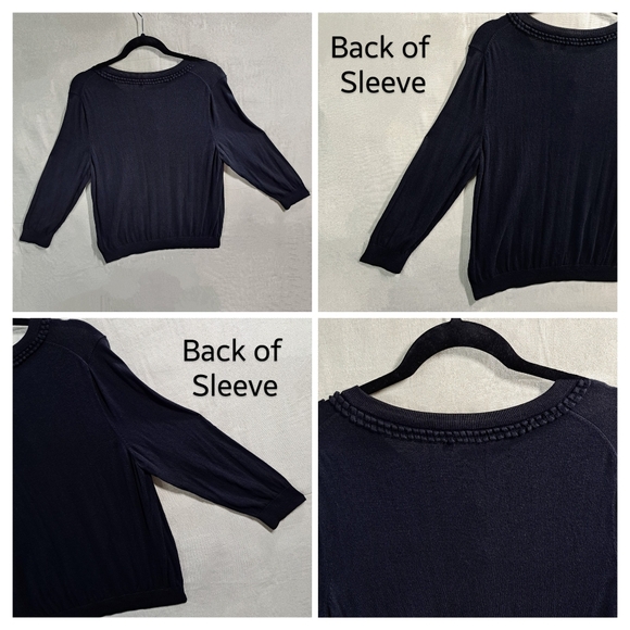 Talbots Women XL Black Button Up Double Loop Trim Knit Cardigan Sweater - Picture 3 of 9